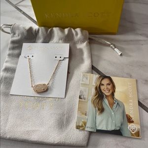 Elisa Rose Gold Pendant Necklace Iridescent Drusy